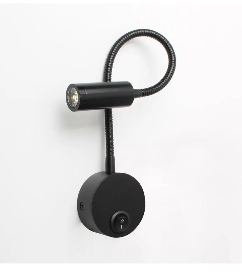 Bedside Reading Lamp Variable bending 3W LED Book Lamp Warm White wall Night light 90-260V fixtures Spot LED Cord led wall lamp