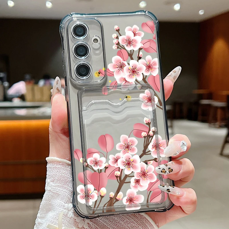 Floral Card Holder Phone Cover with Wallet Pocket