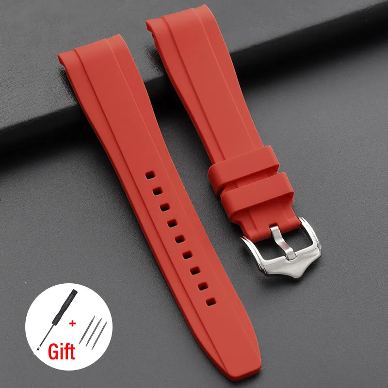High-Quality Curved End Silicone Sport Watch Band - Waterproof Rubber Strap