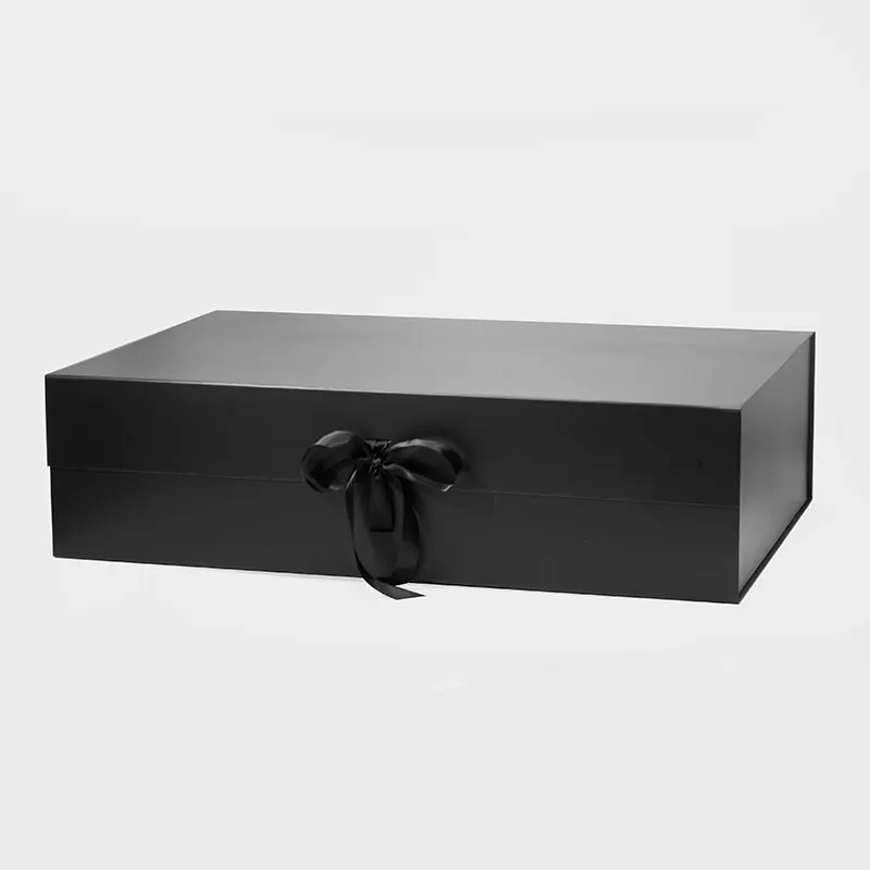 Scatola Regalo Nera Con Coperchio Magnetico, Nastro Di Raso E Busta, 24x17.5x7.5 Cm, Riutilizzabile, Per Matrimoni E Compleanni