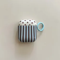 Stripe Design Earphone Case with Cartoon Pendant and Flower Accent for Wireless Bluetooth Charging (Only case)