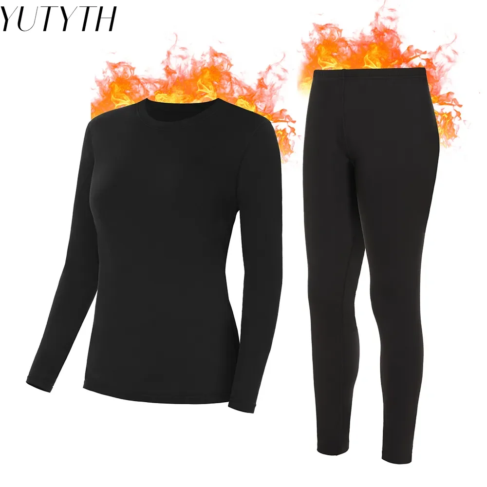 Winter Thermal Underwear Set for Women Long Johns Slim Body and High Elasticity Cold Weather Pajamas Top Bottom Ladies Suit