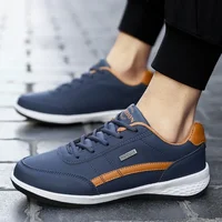 Men's Spring Autumn Lightweight Casual Shoes Outdoor Leather Surface Trendy Sports Soft Bottom Anti-slip Shoes Breathable Mesh