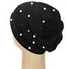 Women Pearl Rhinestones Beanie Headgear Solid Soft Autumn Winter Cap For Female Bonnet Fashion Knitted Autumn Outdoor Beanie 4