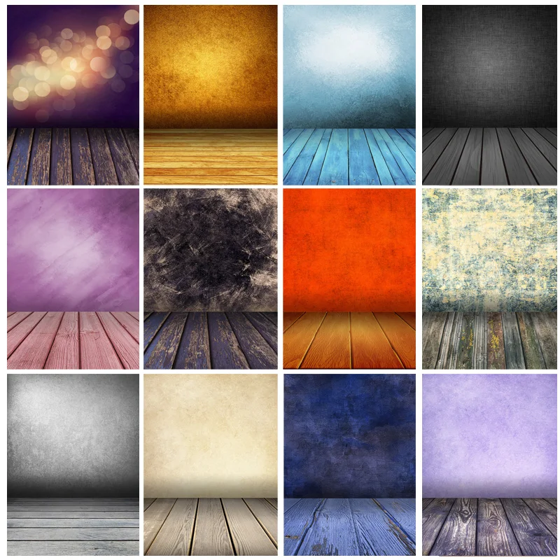 Vintage Gradient Solid Color Photography Backdrops Props Brick Wall Wooden Floor Baby Portrait Photo Backgrounds 210125MB-28