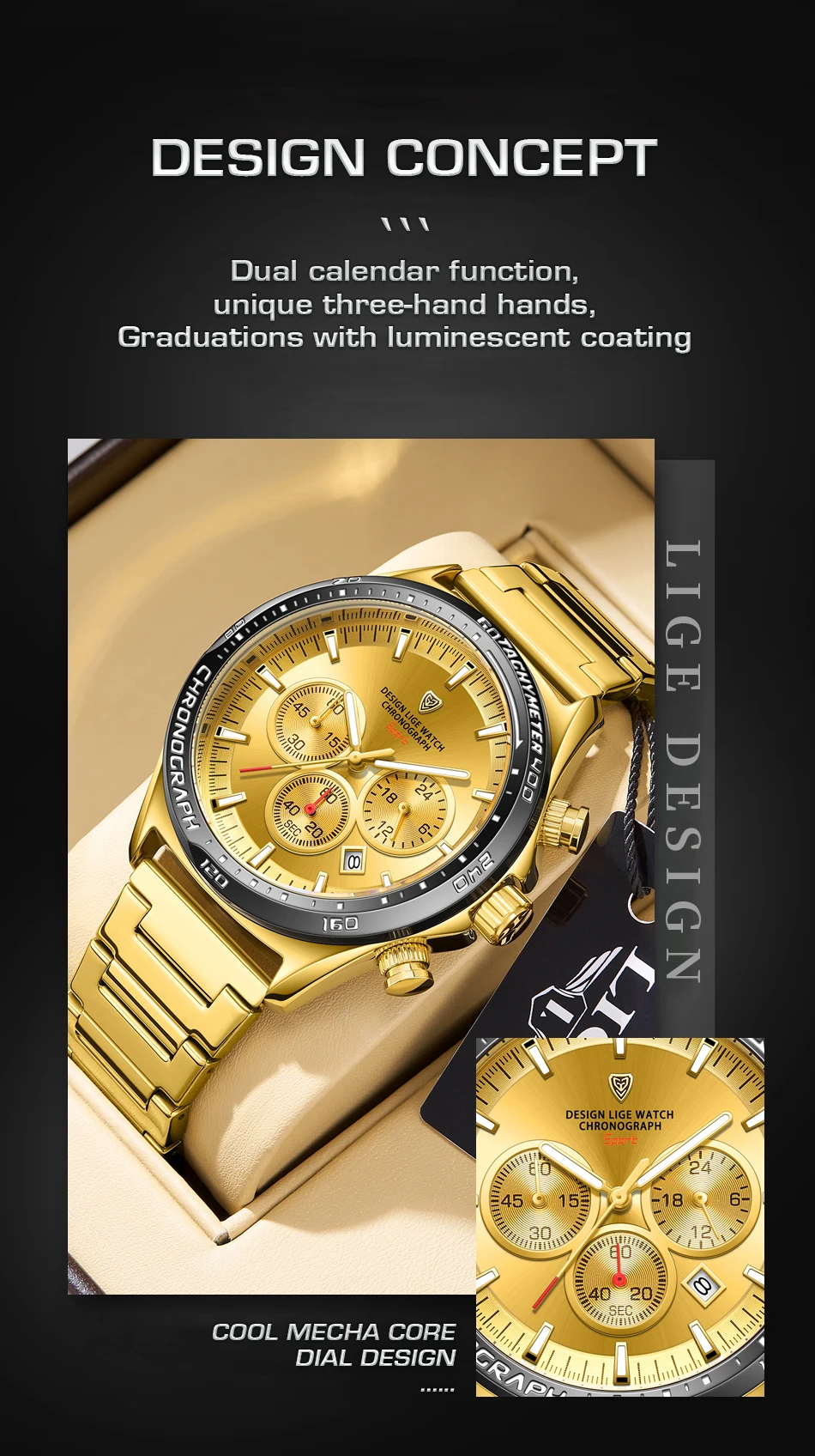 Lige - Men's Luxury Quartz Waterproof Watch, Unique Design, High Quality, Original_voghion.com
