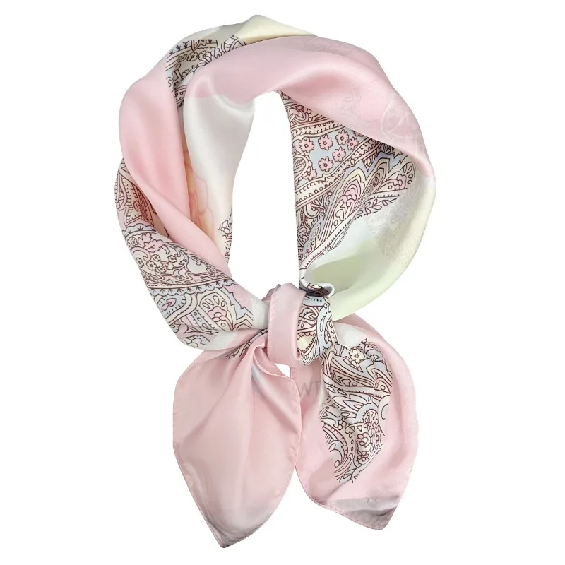 1pcs Cashew Flower Rose Pattern Silk Scarf Women's Simulated Silk Fresh and Elegant Versatile Fashion Decorative Square Scarf 3