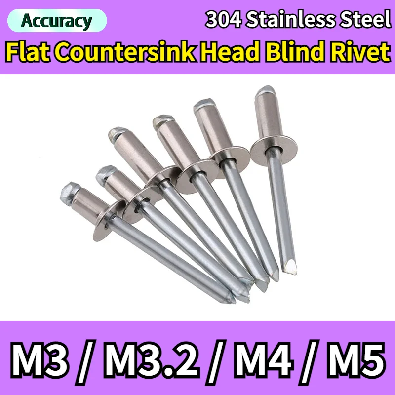 Flat Countersink Head Pop Open Pull Blind Rivets Bolt Dropper Self
