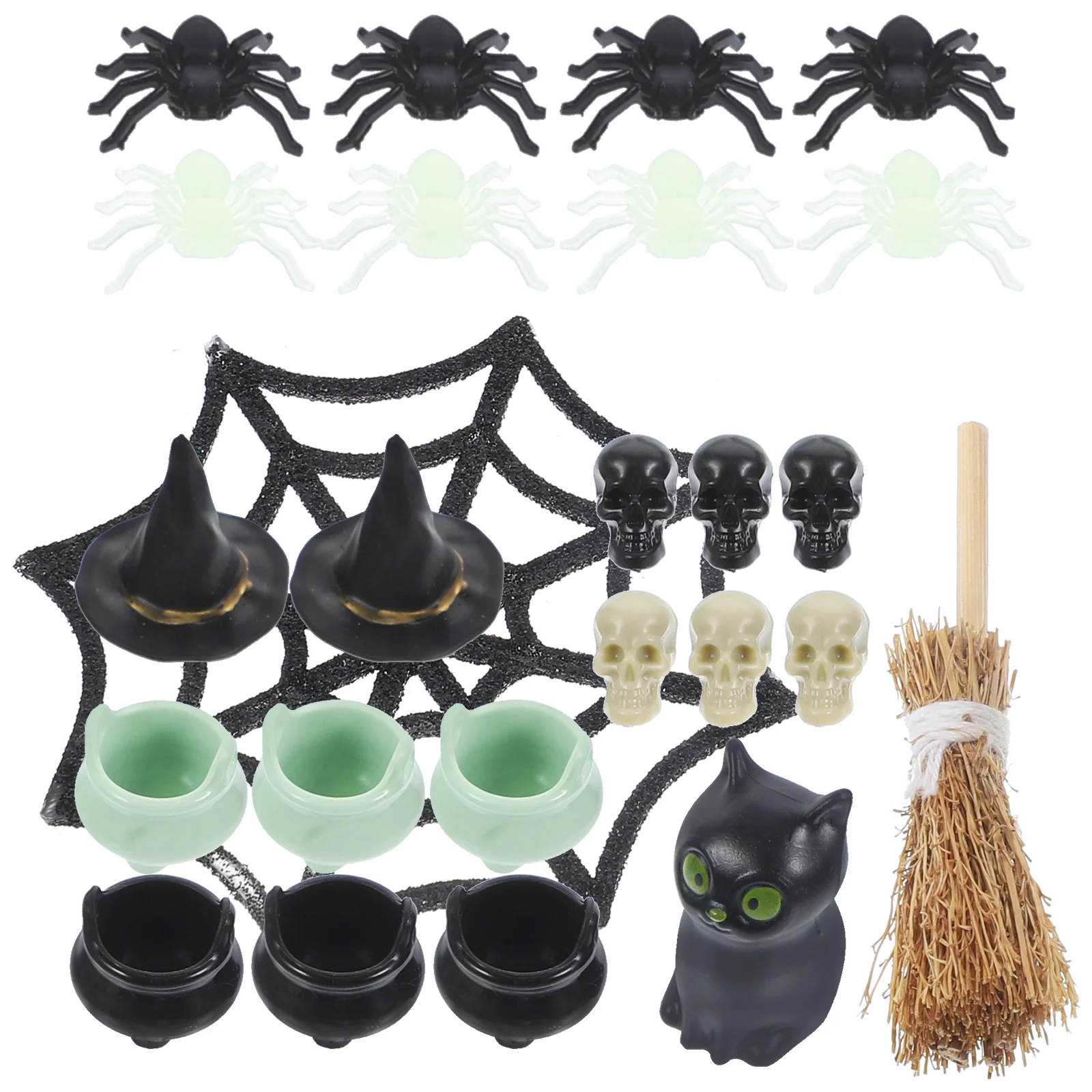 

Halloween Home Decor Mini Skulls Decorate Miniature Things Ornaments House Toys Plastic Witch Caps