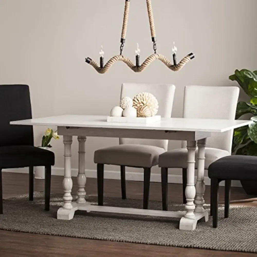 Farmhouse Folding Trestle Console Dining Table, brown – Perfect for Small Spaces 2