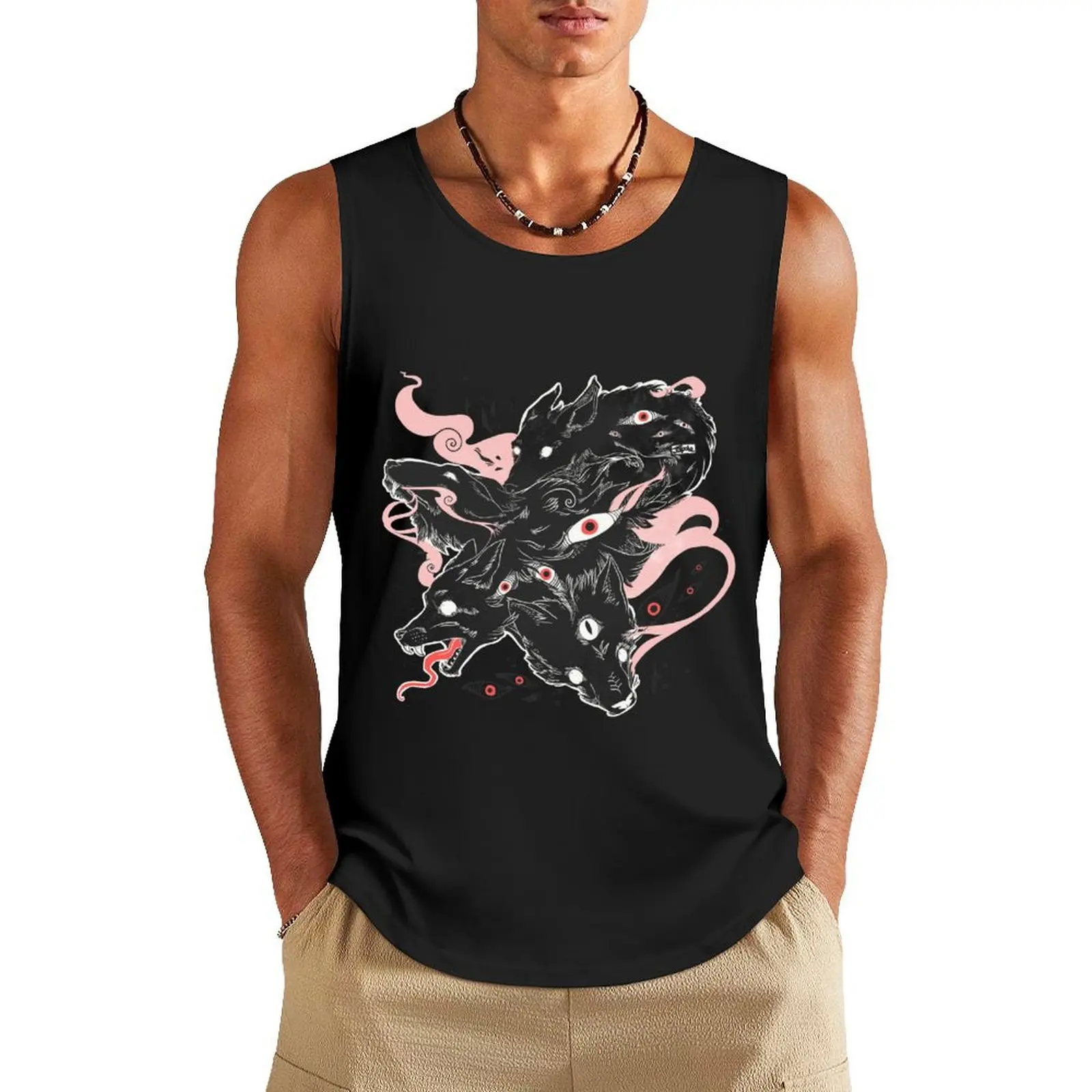 

Wild Wolves With Many Eyes Tank Top fashion 2024 man Gym T-shirts for men Men's fitness t-shirt