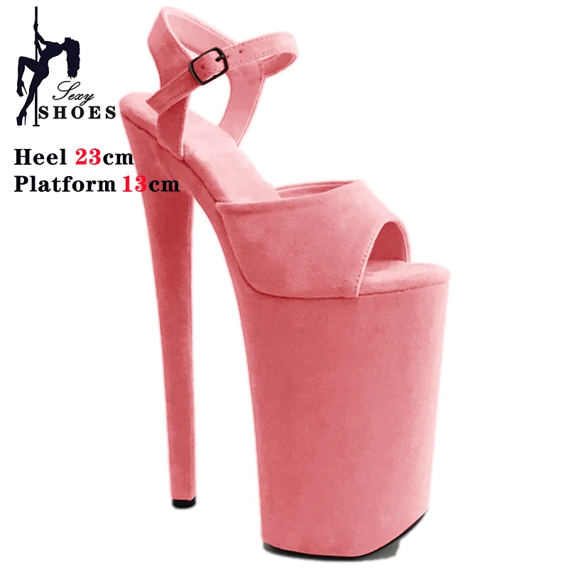 Heel 23cm Suede Modern Sandals Sexy Pole Dancing Shoes Nightclub High Heels Professional Waterproof Platform Sandals Party Shoes