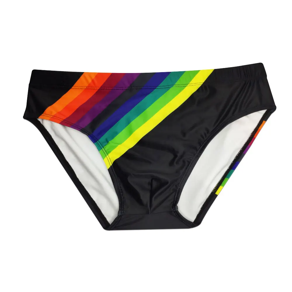 Men's Swim suit Wear Briefs Swimming Push-Up Sexy Bikini Swimsuit Beach Short rainBow Surfing trunks men bathing suit  swimwear - 4
