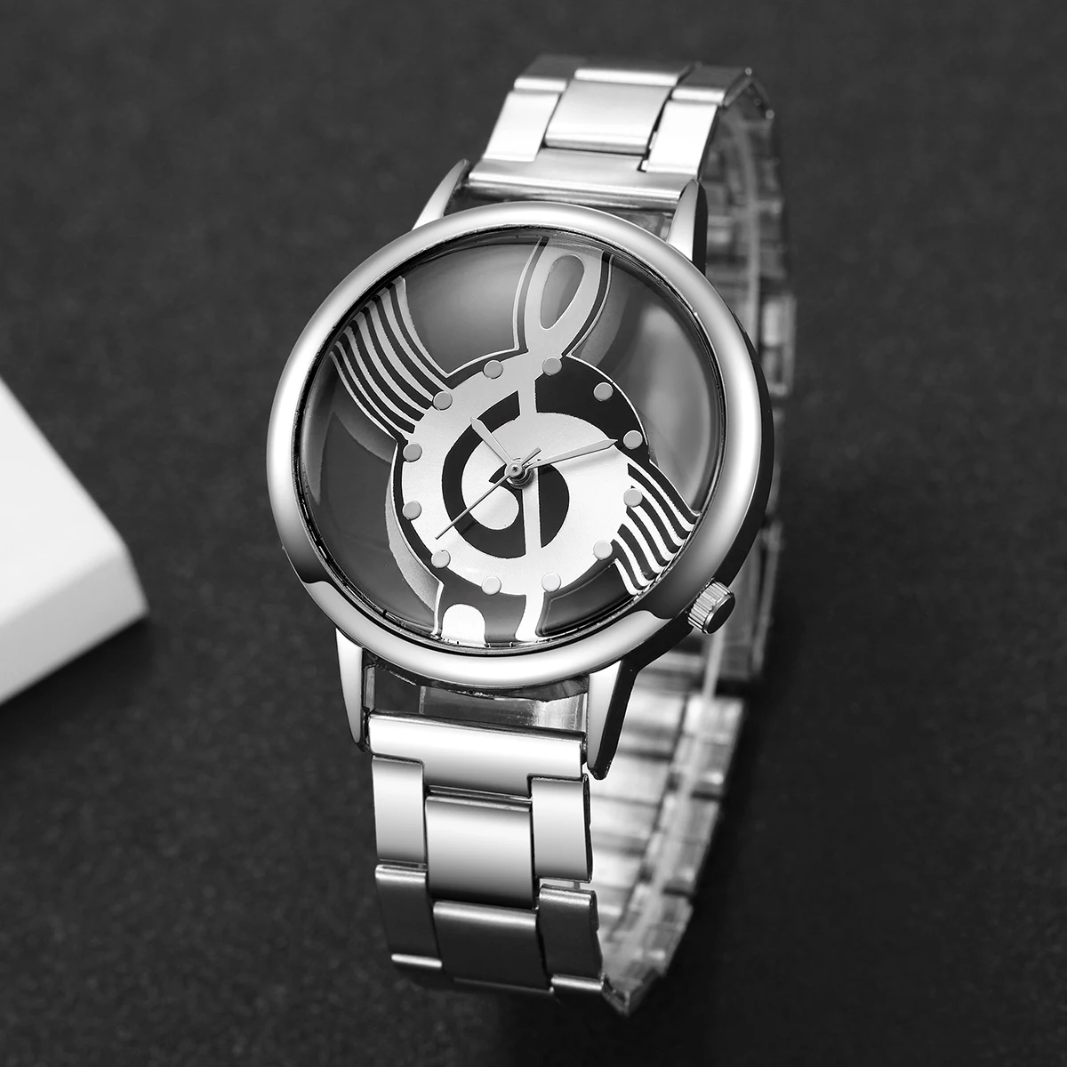1pc Women's Classic Business Watch Simple Music Symbol Dial Quartz Watch Set, Best Gift Choice (Box Not Included)