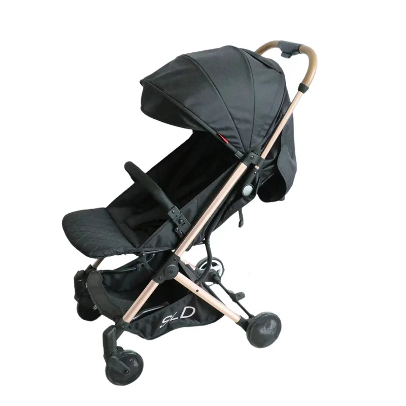 

The stroller can fold the outdoor walking artifact with one click. Black stroller.