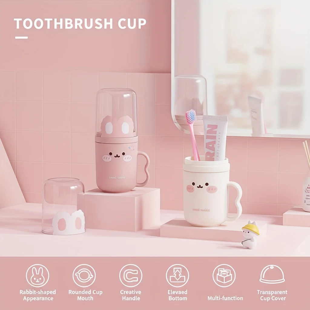 Cute Rabbit Travel Toothbrush And Toothpaste Storage Cup Case_voghion.com