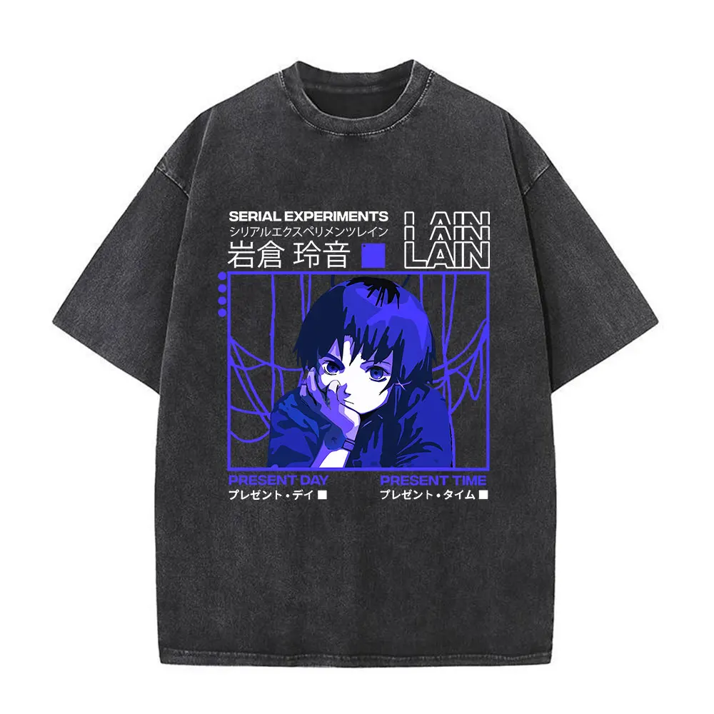 Anime Serial Experiments Lain Vintage Washed T-Shirt Iwakura Manga