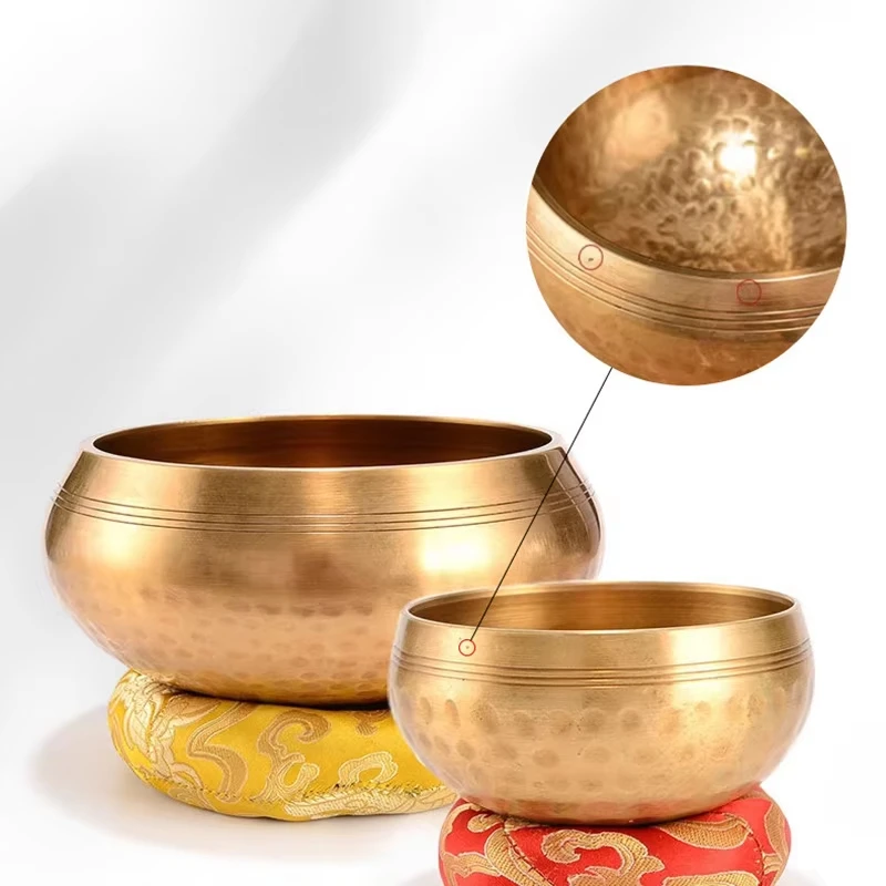 Tibetan Handmade Brass Singing Bowl Yoga Meditation Sound Healing Stress Relief Buddha Mindfulness Instrument