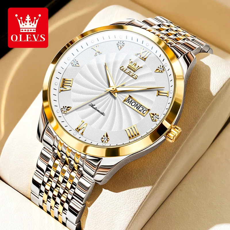 Mechanical Watch OLEVS Men Luxury Automatic Mechanical Business Male Watch Luminous Stainless Steel Waterproof montre homme 6630
