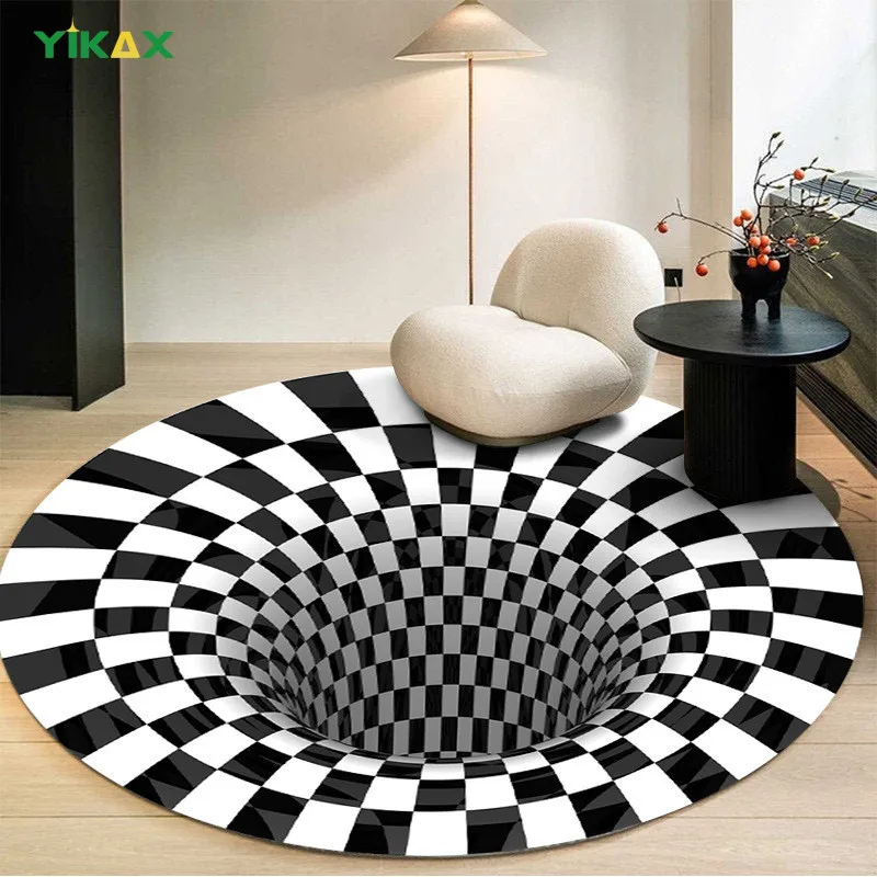 3D Vertigo Carpet Vortex Illusion Circle Rug Doormat Corridor Living Room Stereo Space Wrong Vision Flannel Modern Bedroom Decor |