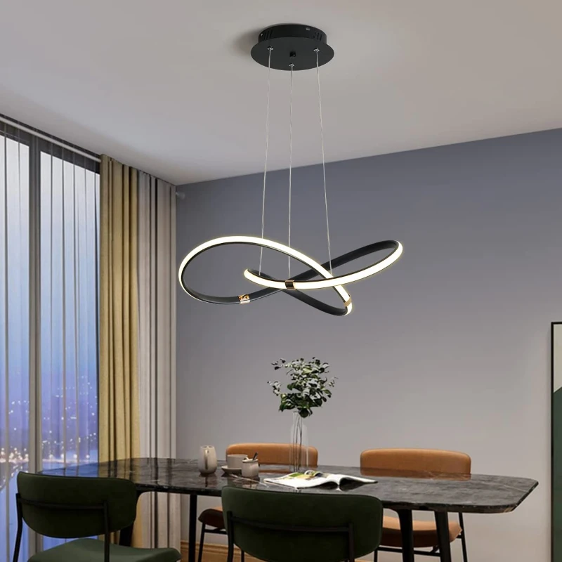 

Home Decorations Wave Strip LED Pendant Light Minimalist Linear Ceiling Lamp Living Room Nordic Modern Suspension Chandelier