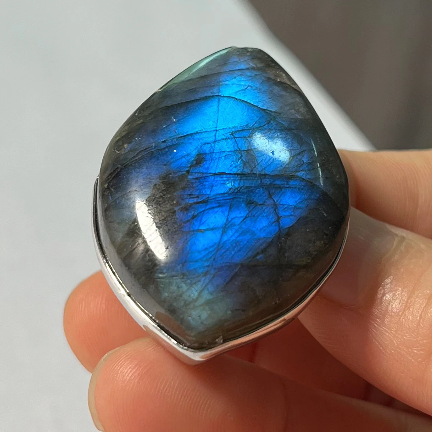 Ring Round Circle Irregular Shape Bead Natural Stone Pink Blue Labradorite Finger Ring for Women Men Gift Adjustalbe 7-9 Z018 Finger Ring Adjustable Rings