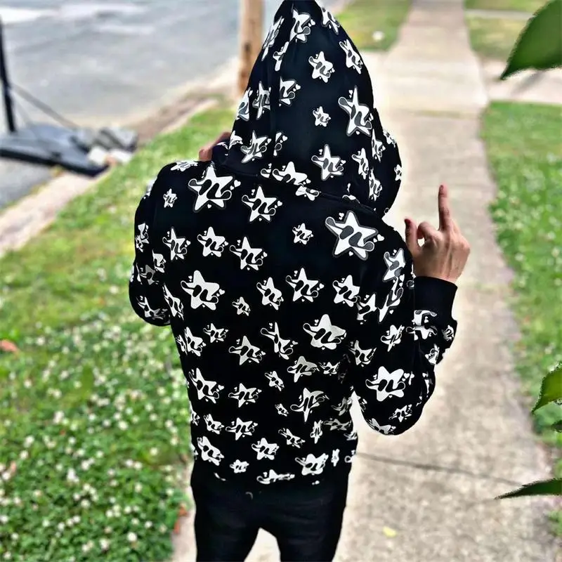 Full Zip Hoodie Men Y2K clothes Hoodie Fashion Hoodies Goth Star graphics  Long Sleeve Men's hoodies Sweatshirt Oversized emo Top - AliExpress