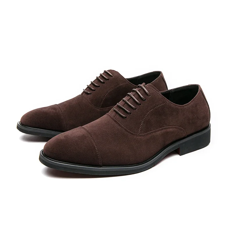 Male Lace-Up Pointed Toe Oxfords Shoes Casual Leather Flat Designer Club Shoes Wedding Dress Business Shoe