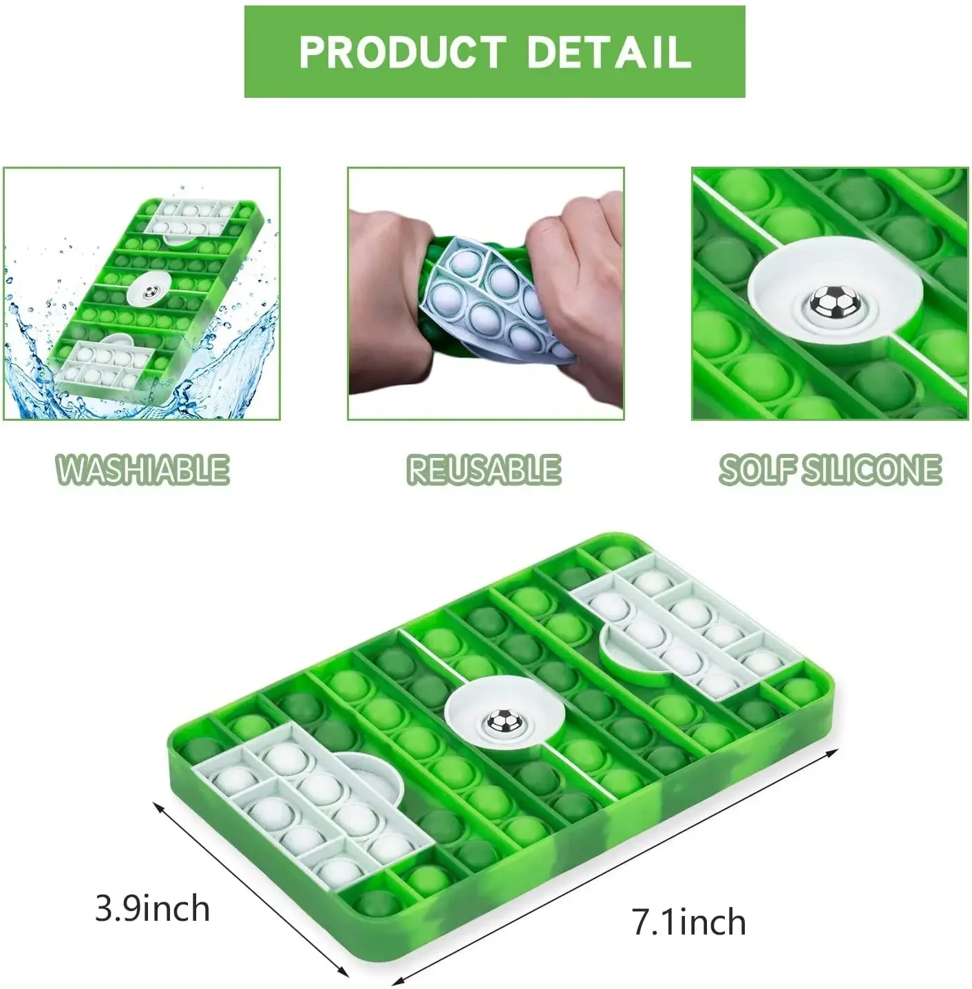 큰 팝 버블 감각 자극 장난감, 남자아이들을 위한 축구장 모양 스트레스 해소 팝 장난감, 자폐증, ADHD, 불안 어린이를 위한 팝퍼 장난감