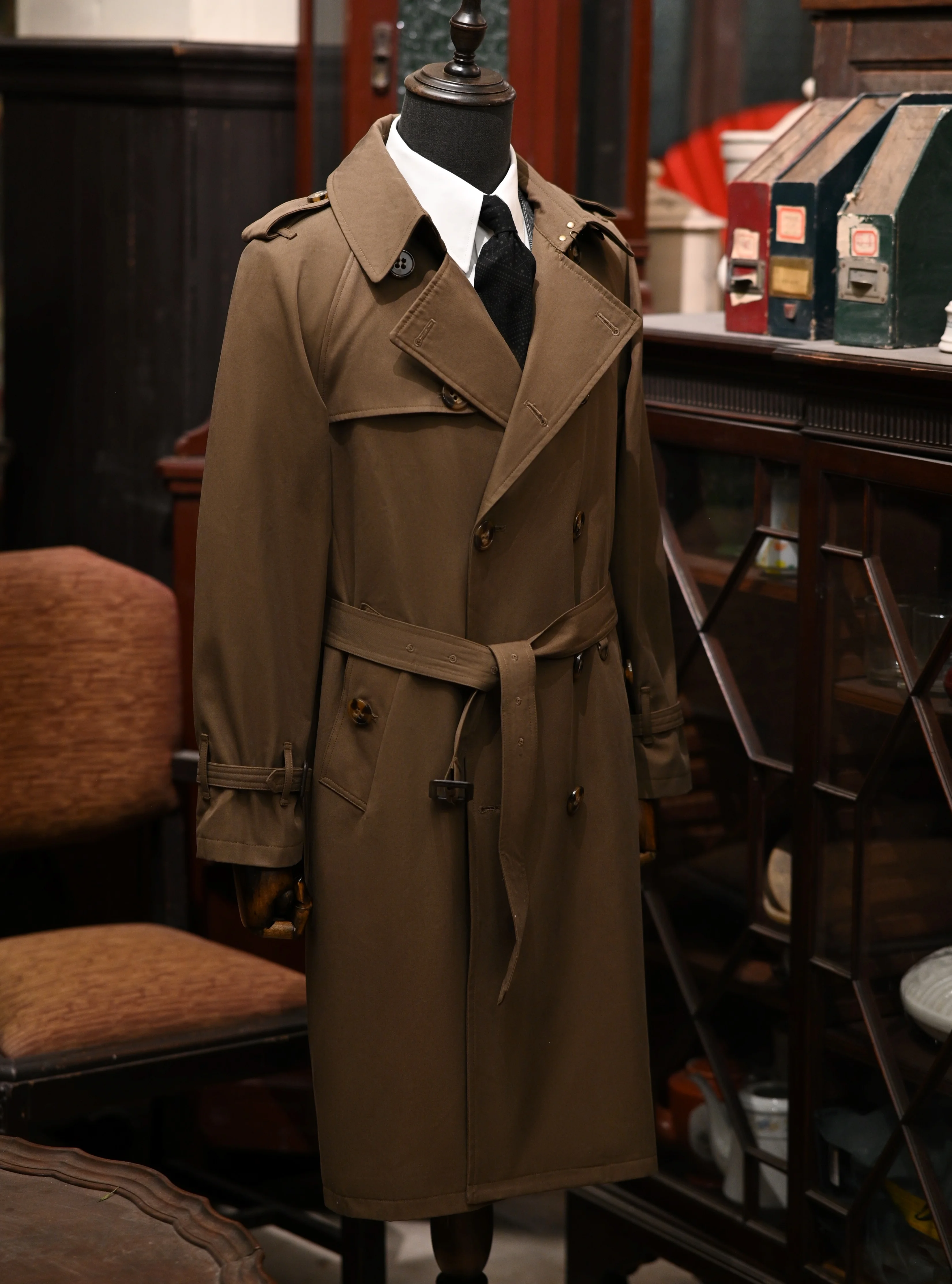 Men's Extra Long Trench Coat Double-breasted Military Style Windbreaker
