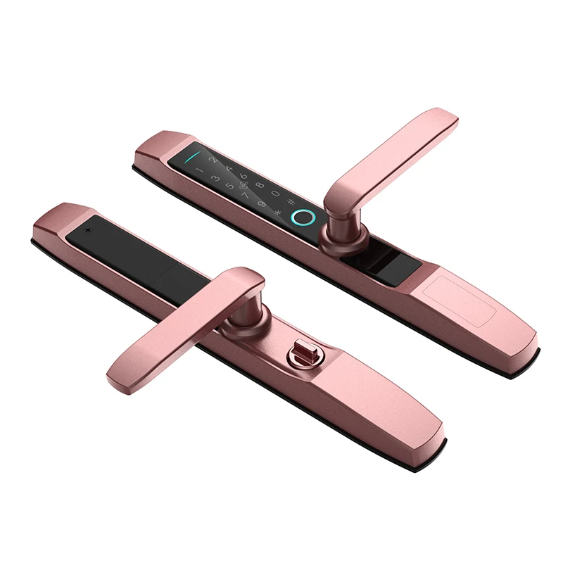 Ttlock 앱 아연 합금 생체 지문 도어 핸들, 유리 슬라이딩 또는 나무 문용 안전한 디지털 스마트 잠금 장치, 고품질