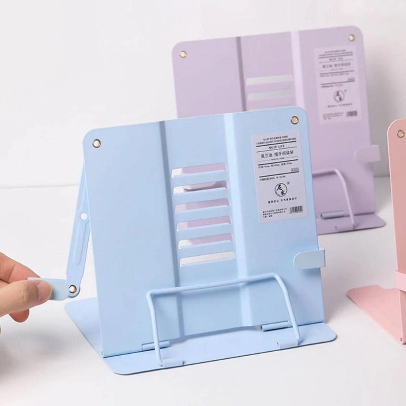 Metal Book Stand Adjustable Cookbook Document Reading Stand Rest Foldable Desk Book Holder Heavy Duty Book Display Stand