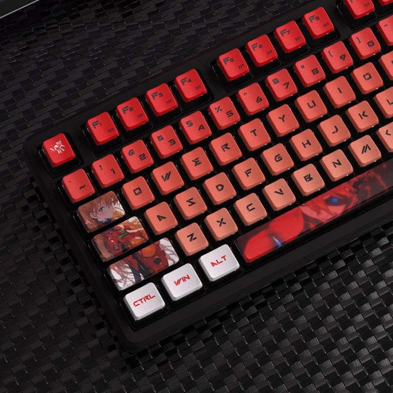 Asuka Desenhos Animados Keycaps Pbt Dye Sub Pudim Perfil Oem Keycaps Translúcidos Retroiluminados para Rainy75 Sugar65 Hi75 Hi8 Lucky65 - Imagem 3