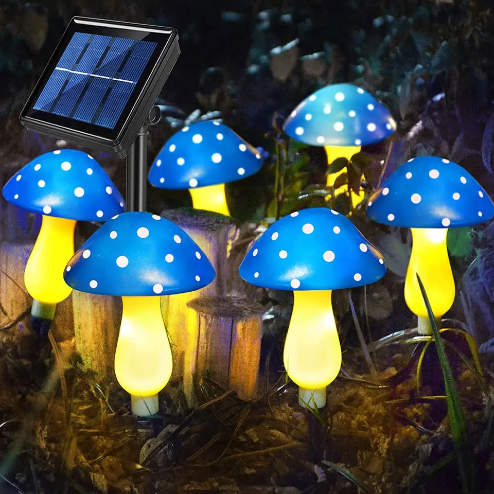 Set 8 Luci Solari A Fungo Rosse Per Giardino – IP65 Impermeabili Con 8 Modalità – Decorazione Da Esterno Per Prato, Percorso, Halloween