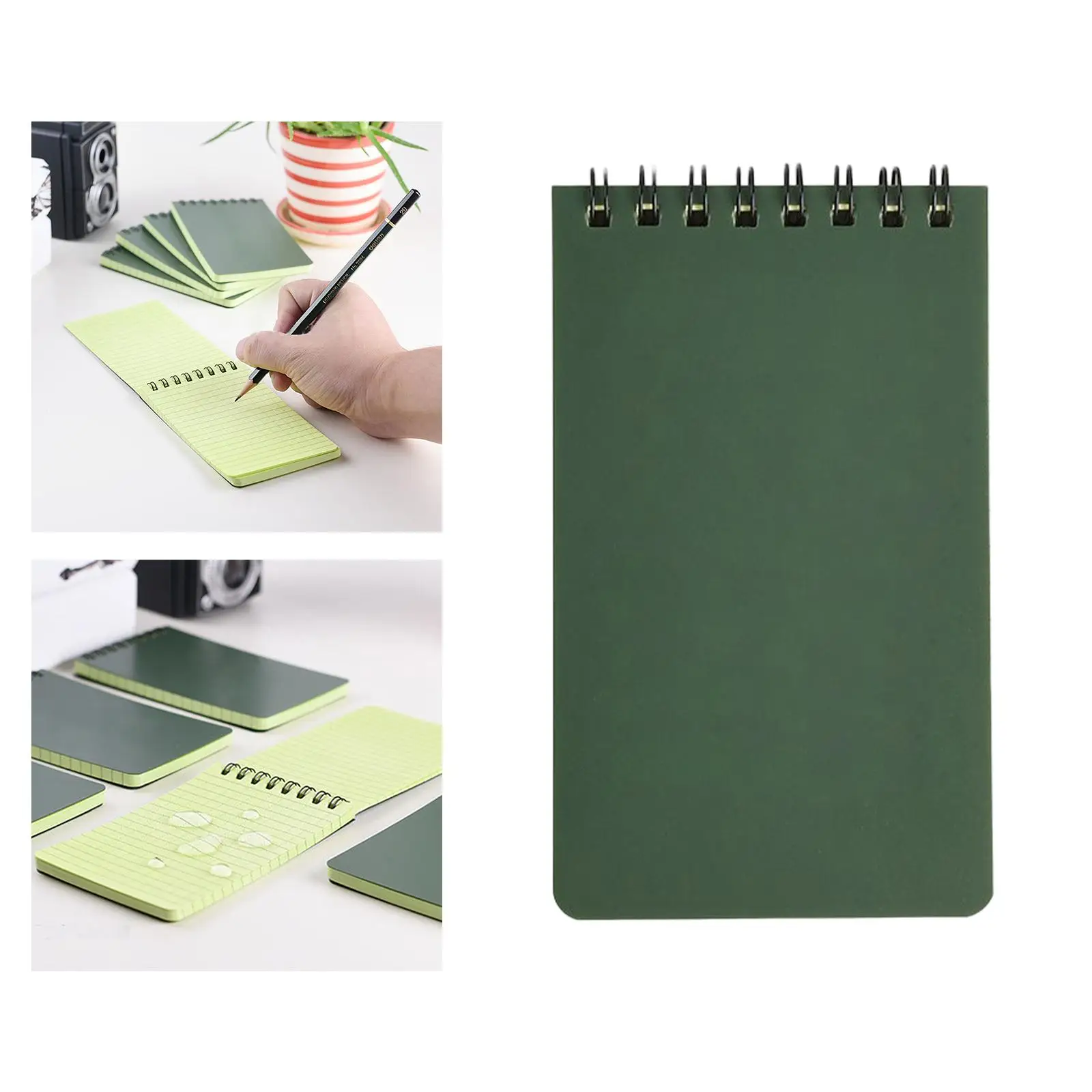 Writing Paper in Rain Waterproof Notebook Steno Pads Lightweight Green