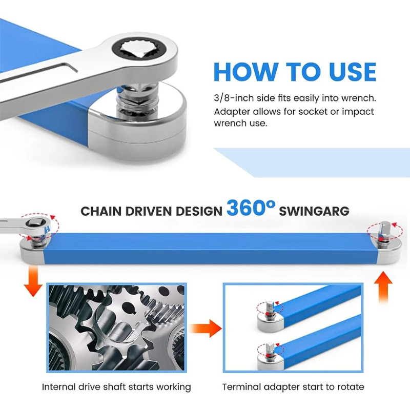 Multi-functional Offset Extension Ratchet Wrench for Small Place 2 in 1 Impact Ready Offset Extension Wrench Set Car Repair Tool