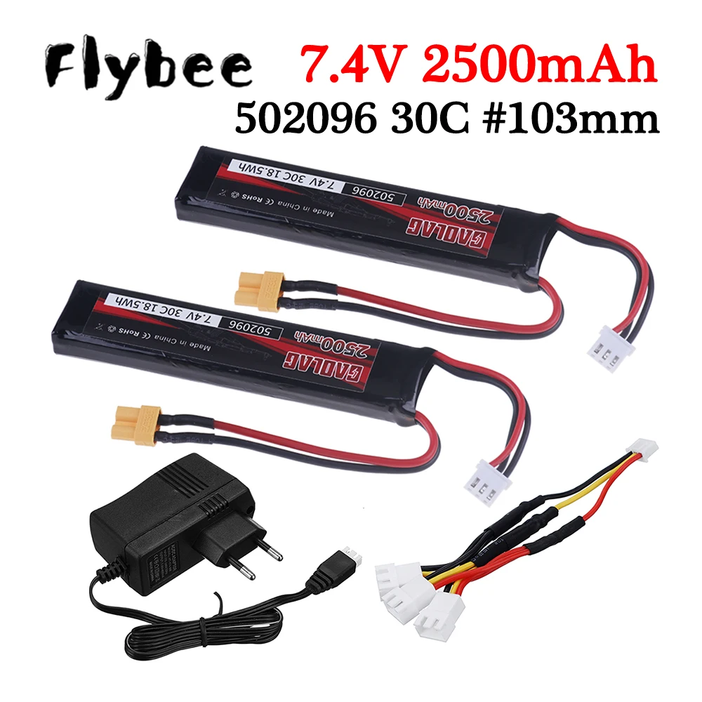 (Spina Xt30) Batteria Per Pistola Ad Acqua 7.4V 2500Mah Caricabatteria Lipo 2S Per Akku Mini Softair Bb Pistola Ad Aria Giocattoli Elettrici Pistole P