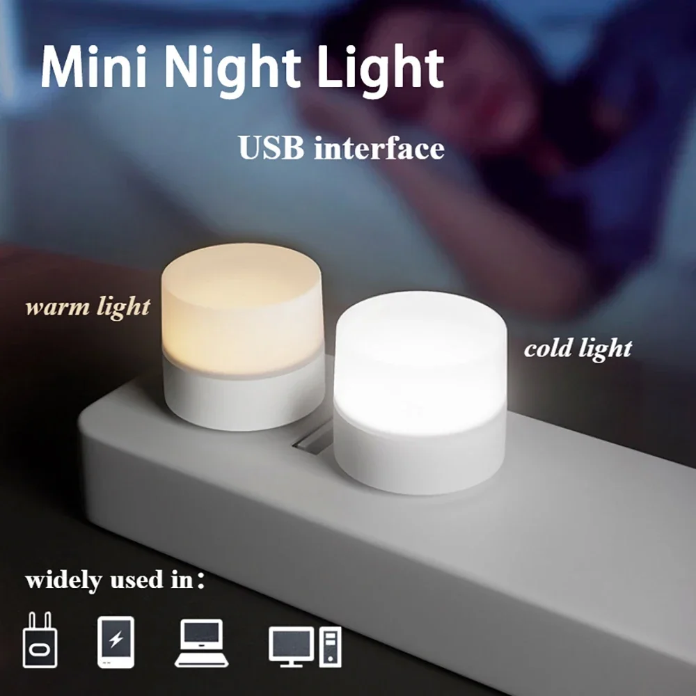 Mini USB Light LED Night Table Lamp Lights Room Plug Book Reading Decorating Items Warm White Eye Protections Wholesale Bedroom