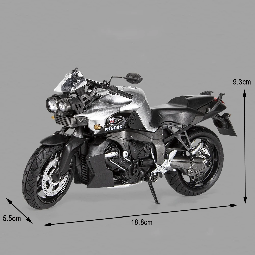 1:12 R1800C 합금 오토바이 모델 다이캐스트 금속 Vehicl Moto Autocycle Shork-Absorber 오프로드 Autobike 컬렉션 완구