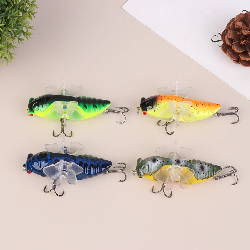 1Pc Bionic Cicada Hard Fish Lure Spinning Fishing Bait With Propeller Treble Hook Top Water Hard Baits For Increased Catch Rates