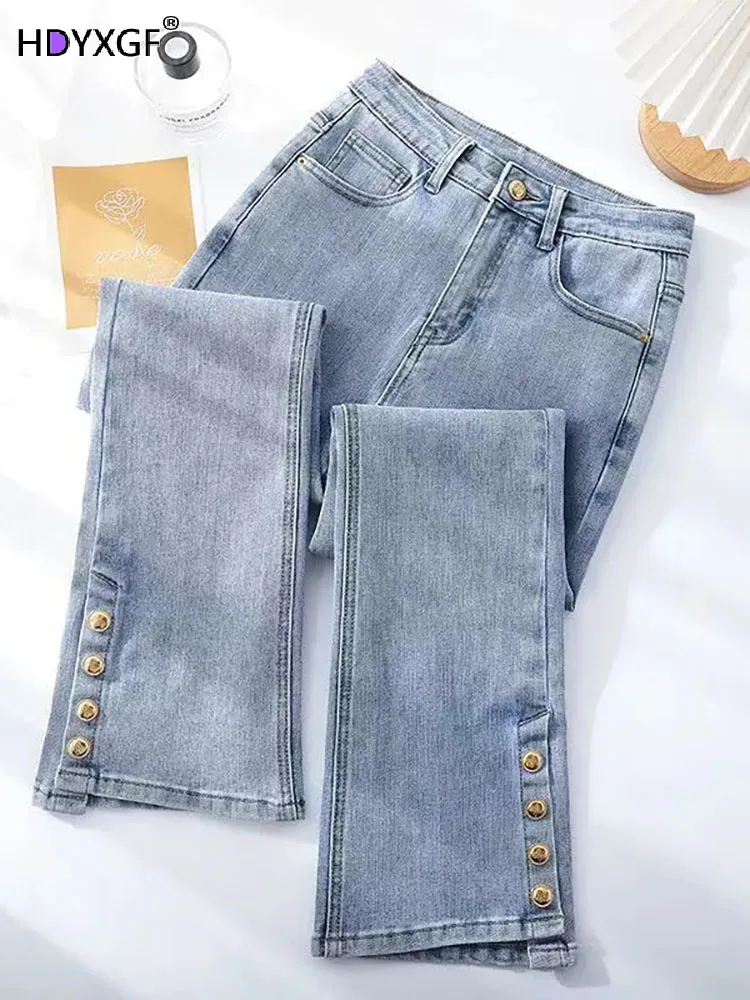 

Oversize Ankle-length Split Flare Y2k Jeans Womens High Waist Skinny Straight Denim Pants Korean Slim Elegant Vaqueros For 95 Kg