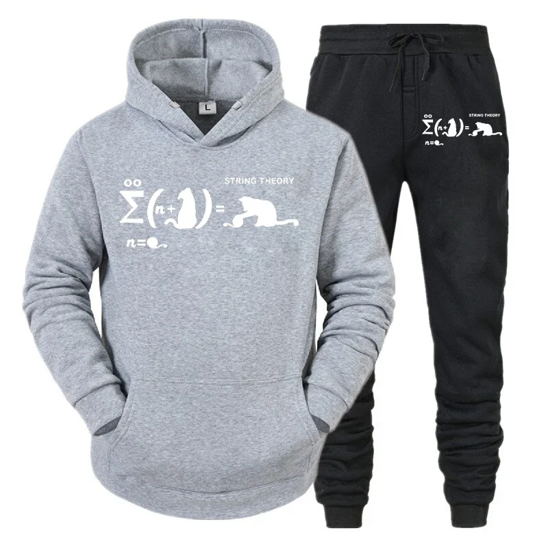 thumbnail image 1 of Conjunto de ropa deportiva para hombre con estampado de gato y mecánica cuántica, sudadera con capucha y pantalones deportivos divertidos, conjunto para correr en la calle, 1 of 4