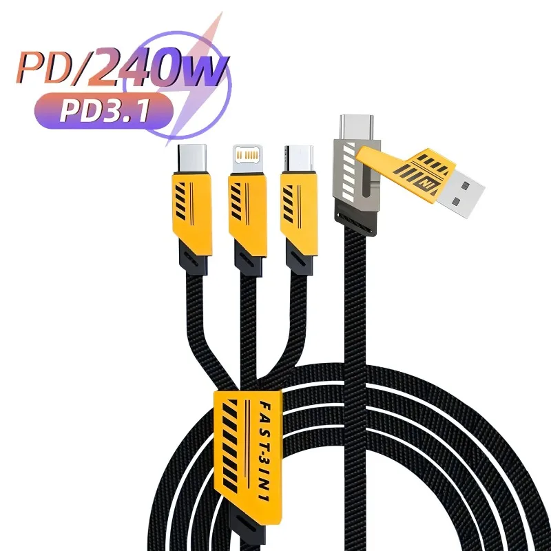 รูปสินค้า สายชาร์จเร็ว 3 in 1 ชาร์จได้หลายอุปกรณ์ รองรับ Type-C & USB