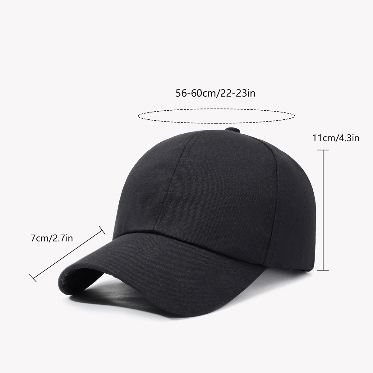 2025 New Big Head Hat Women's Baseball Cap Showing Face Small Men's Enlarged and Deepened Sun Protection Peaked Cap Pure Color Hiking Sports Mountaineering