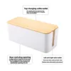 Cable Management Box, Cord Box Hider,Extension Socket Cord Organizer Box with Bamboo Wood Cover for Router Desk Power Strip 3