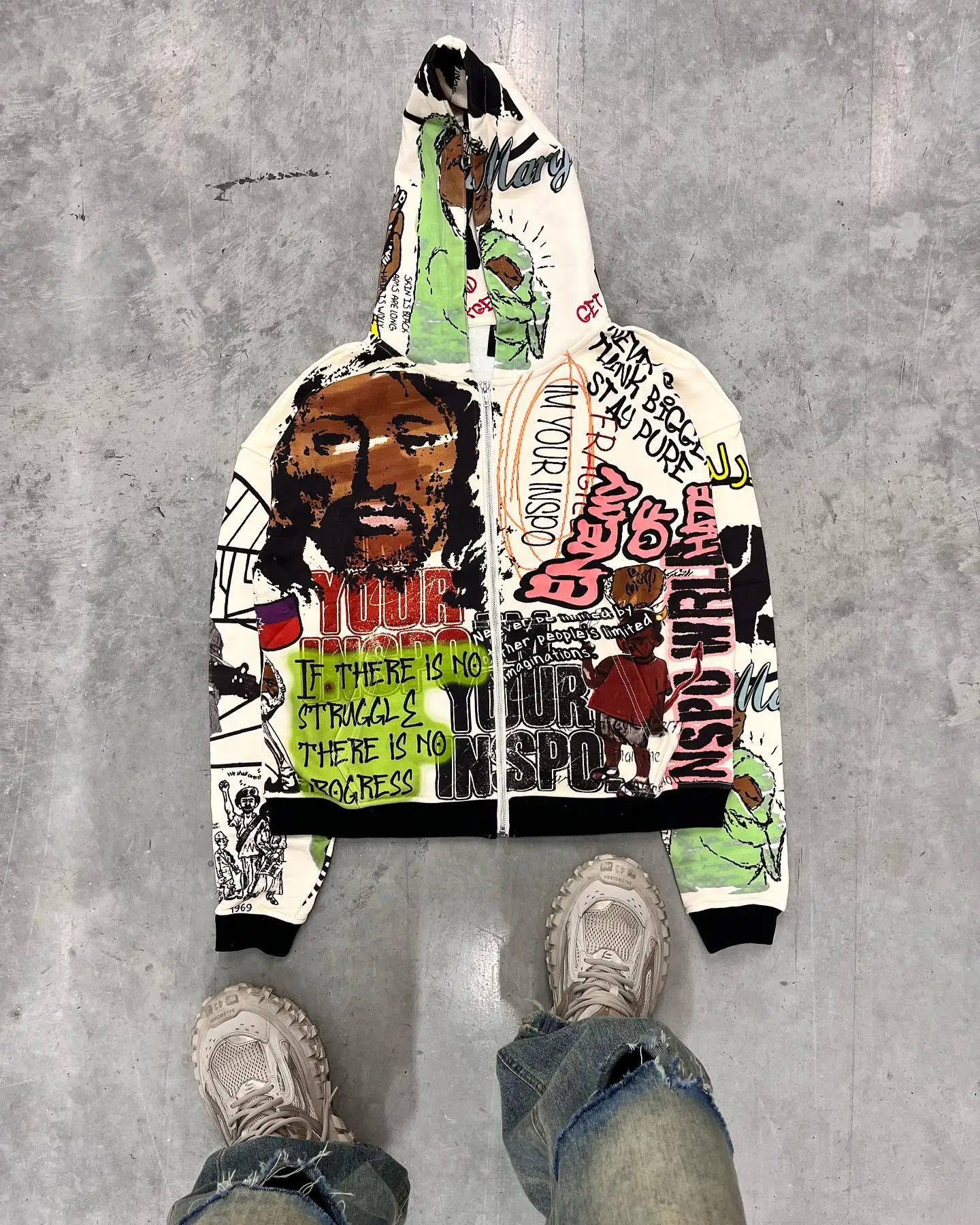 thumbnail image 1 of Traje deportivo para hombre con estampado de grafiti de hip hop, sudadera con cremallera y pantalones deportivos, conjunto de 2 piezas, chándal para hombre, pantalones casuales, ropa, 1 of 5