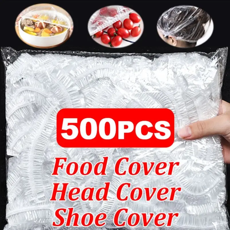 

Одноразовые пакеты для пищевых продуктов, 100/500/1000 шт., пакеты для пищевых продуктов, эластичная пластиковая оберточная крышка, для душа, головной убор, для кухни, для сохранения свежести