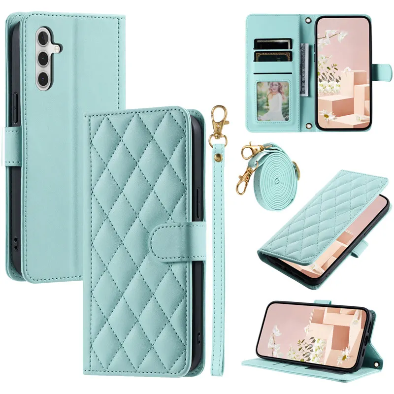 Premium Flip Leather Phone Case with Lanyard and Wallet Card Holder
