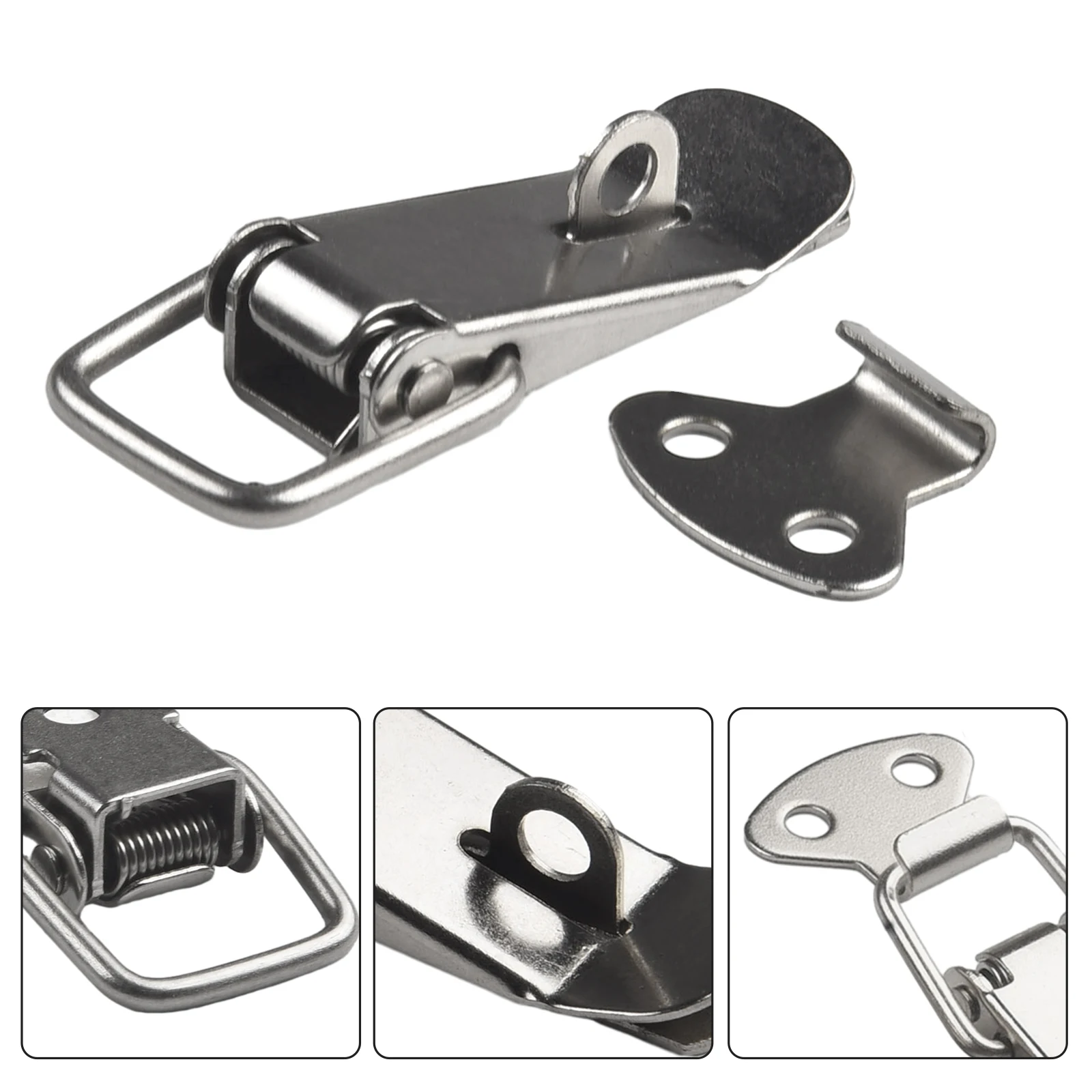 Hardware Cabinet Boxes 4PC Spring Loaded Latch Catch Toggle Hasp Iron Hasp For Wood Box Clasp Closures Crate Lock