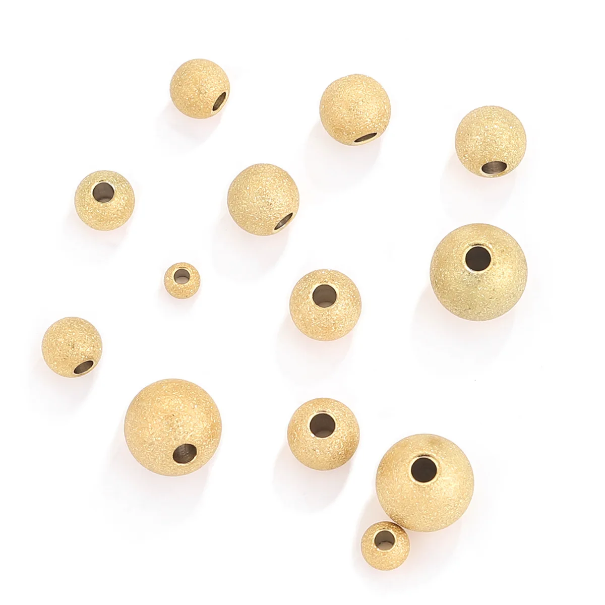 Stainless Steel Frosted Solid Drilled Steel Ball Titanium Steel Bracelet Beaded DIY Accessory Beads 7